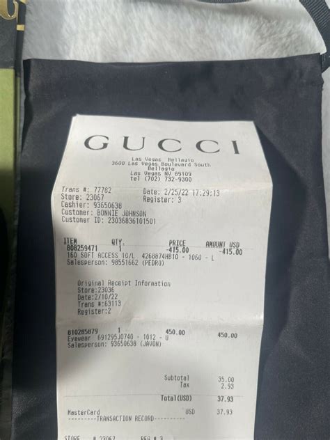 how to check gucci receipt.